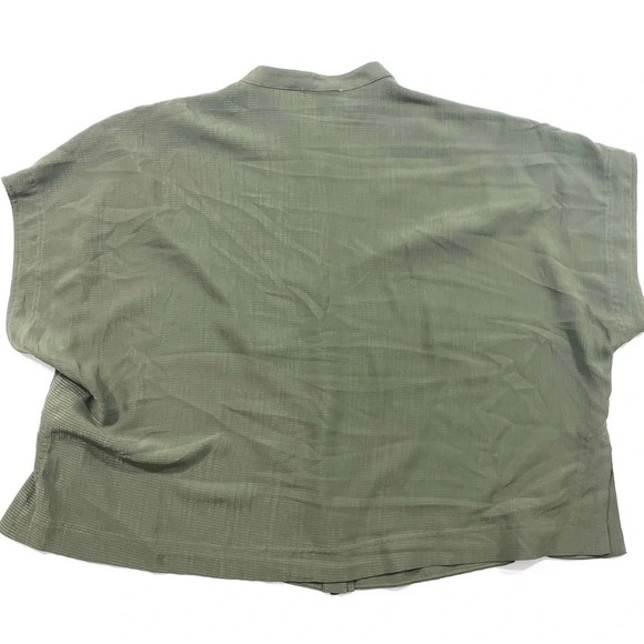 New Calvin Klein Button Front Semi Sheer Blouse Green Size 0X - Picture 3 of 8